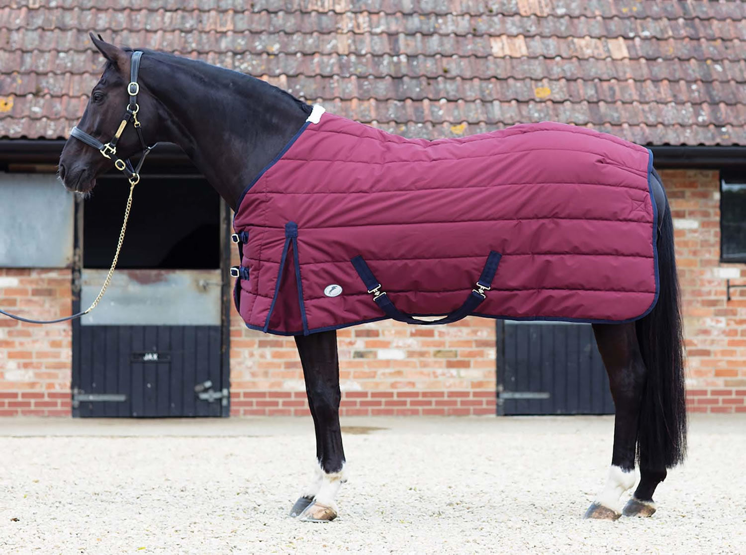 Couverture Stable JHL Essential Mediumweight Pour Cheval – Noir/bordeaux, 6'3'', Propre