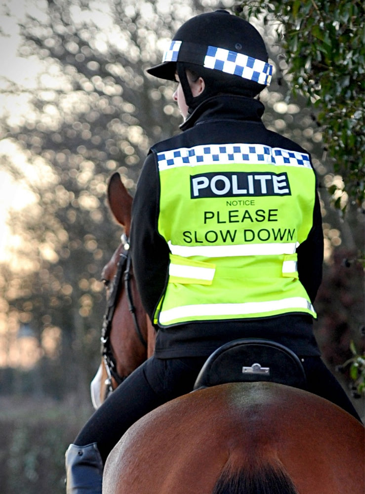 Equisafety Polite Reflective Waistcoat - Please Slow Down