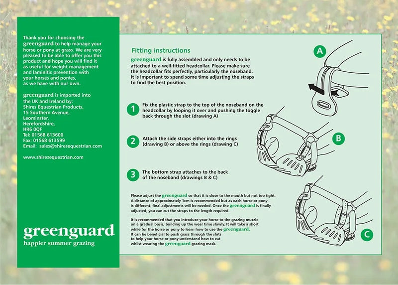 Greenguard Grazing Muzzle and optional Headcollar