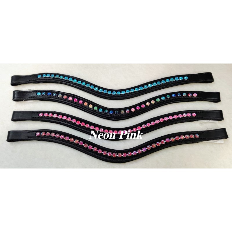 Neon Pink Diamante Padded Browband