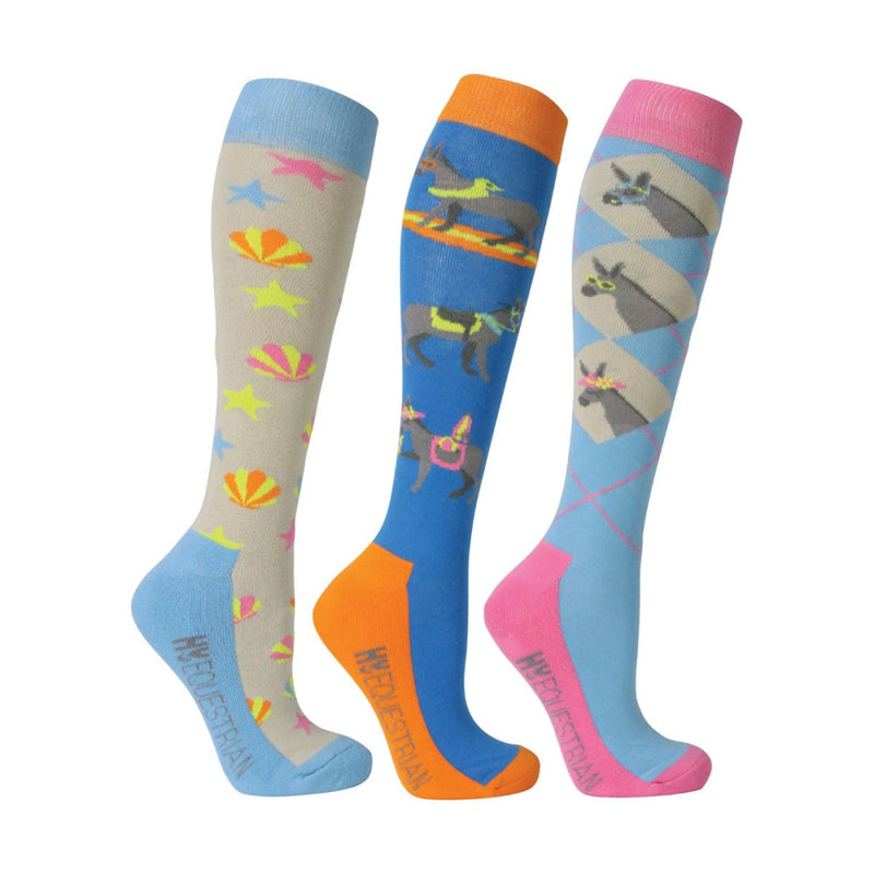 Hy Equestrian Seaside Donkey Socks - Pack of 3