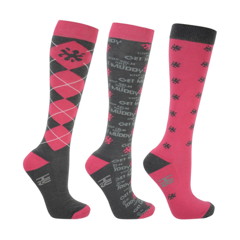 Hy Equestrian Keep Calm & Get Muddy Socks - Pack of 3