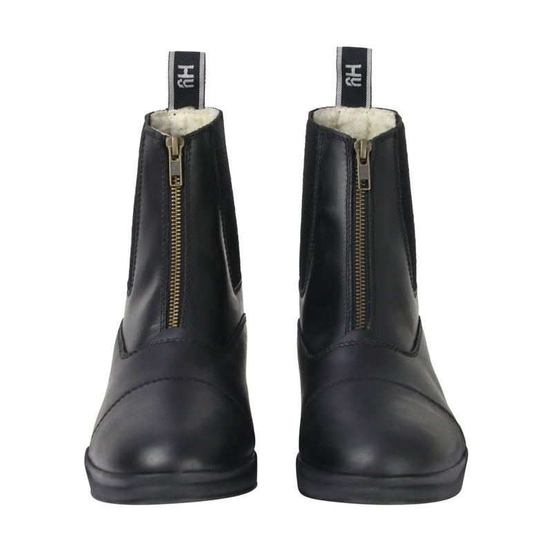 Hy Equestrian Fleece Lined Wax Leather Zip Jodhpur Boots