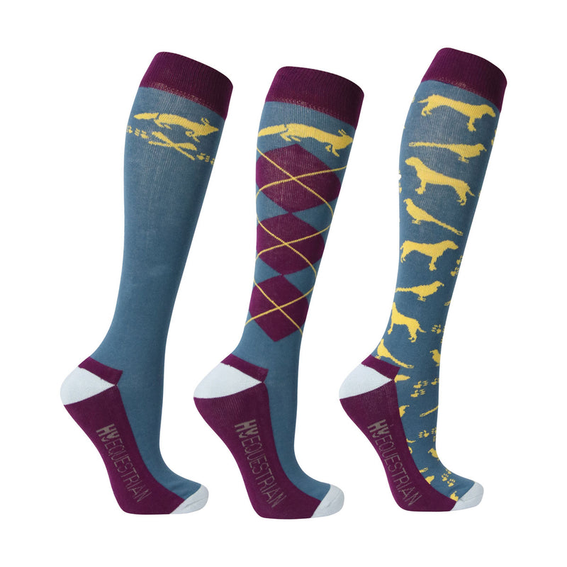 Hy Equestrian Fox & Hound Socks - pack of 3