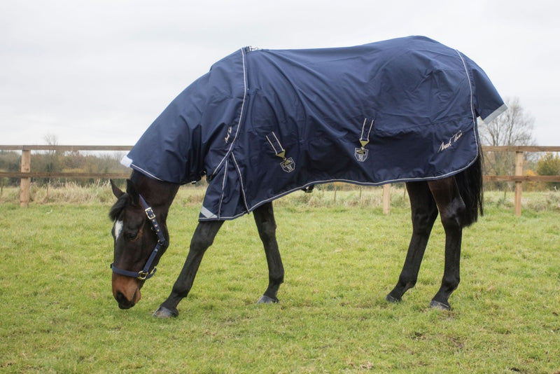 Mark Todd Lightweight Turnout Neck Cover - Navy/Beige