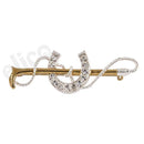 Horse Shoe & Crop Stock Pin - 2 Tone